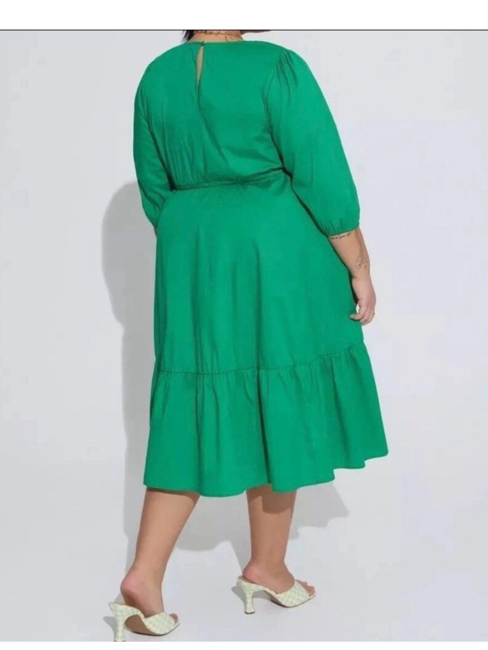 torrid Emerald Green V‑Neck Gathered Midi Dress 2x NWT - Picture 2 of 5